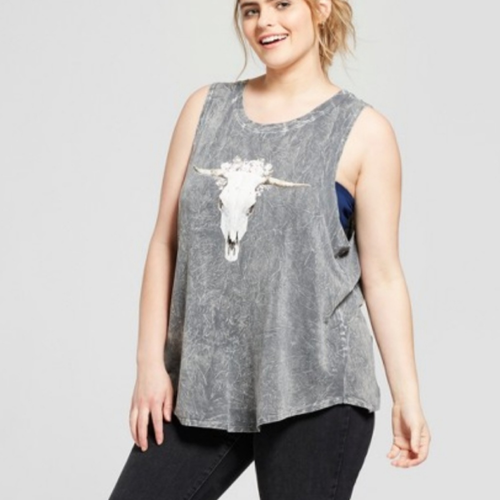 Floral Longhorn Mineral Wash Graphic Tank